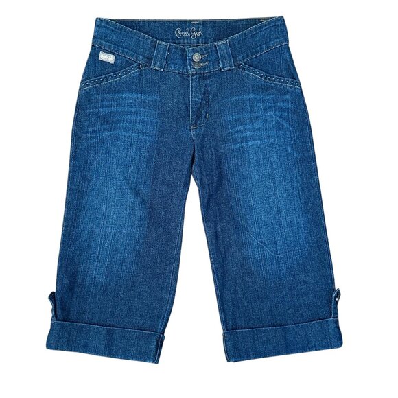 Cruel Girl Women's Midrise Dark Wash Cuffed Western Capri Jeans (5) - Picture 1 of 9